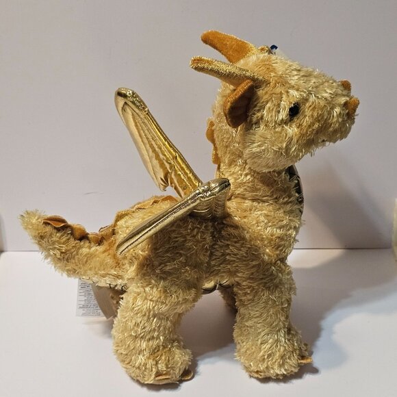 Melissa & Doug SOFT & SHINY GOLD LUSTER DRAGON 10" Plush Stuffed Animal Toy  EUC - Picture 1 of 9